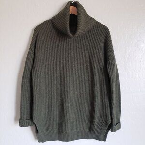 Alice + Olivia 100% Wool Knit Turtleneck Sweater Oversized Olive Green Womens XS